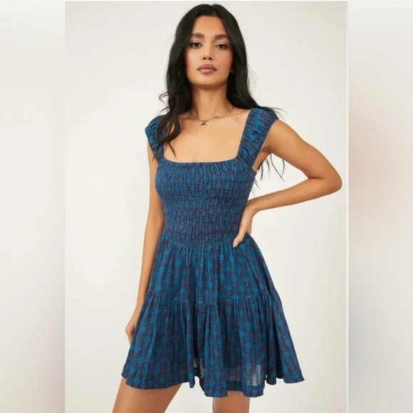 Free People Sweet Annie Mini Dress XS Tiered Cotton Boho Summer - Picture 2 of 12